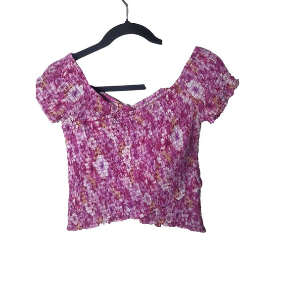 NWT BB Dakota Steve Madden Woman's Bright Rose Floral Compass Smocked Top Size M - Picture 6 of 12